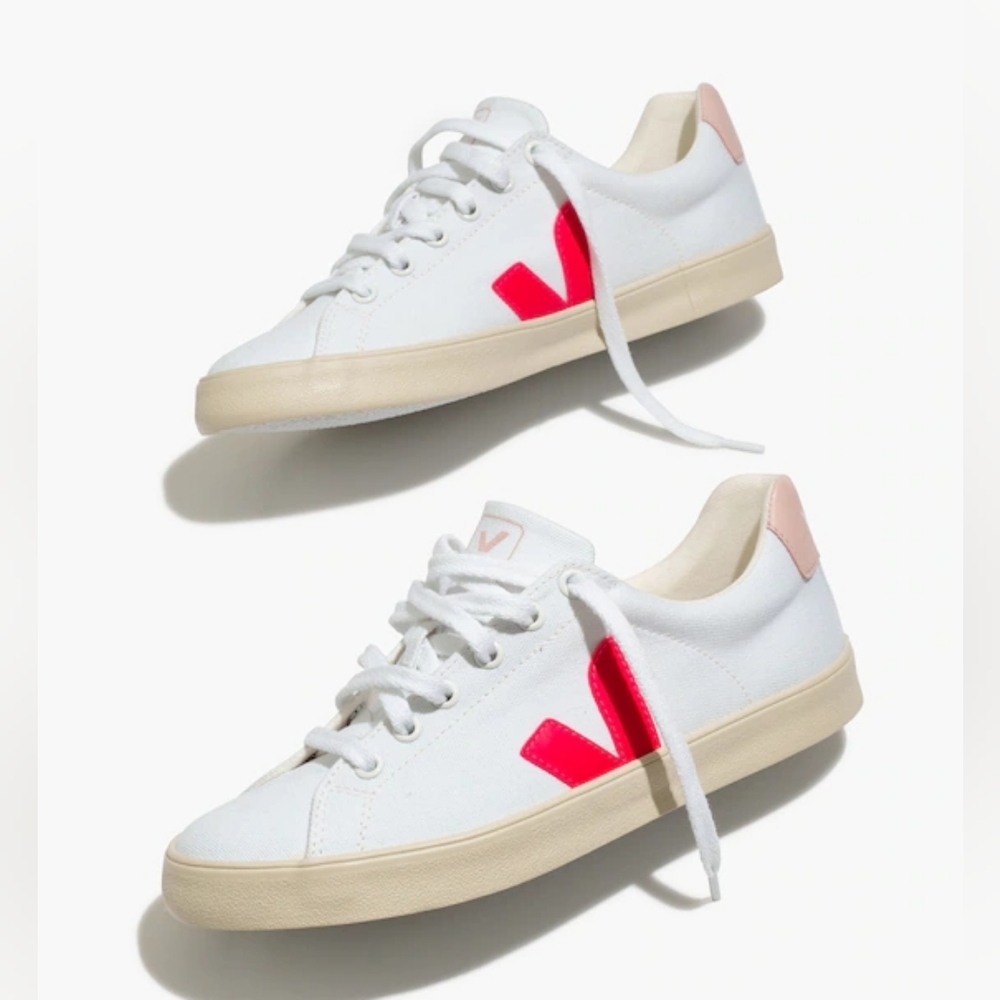 Veja Women's Canvas Esplar SE Low Sneakers In White Rose Size 7 - Picture 9 of 9
